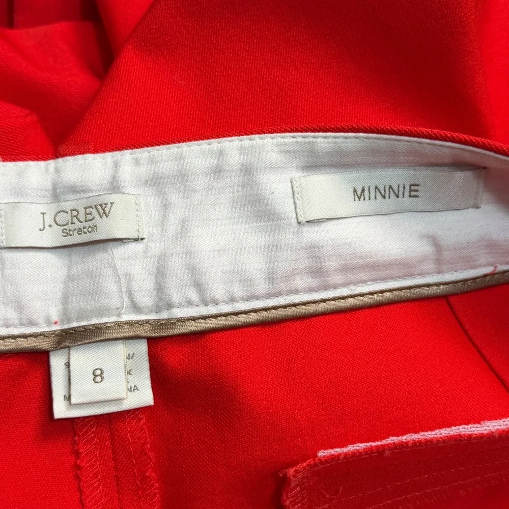 J.Crew Minnie‎ Red Stretch Ankle Pants Size 8